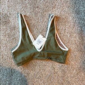 Acacia Swimwear Olive Bralette with White Trim